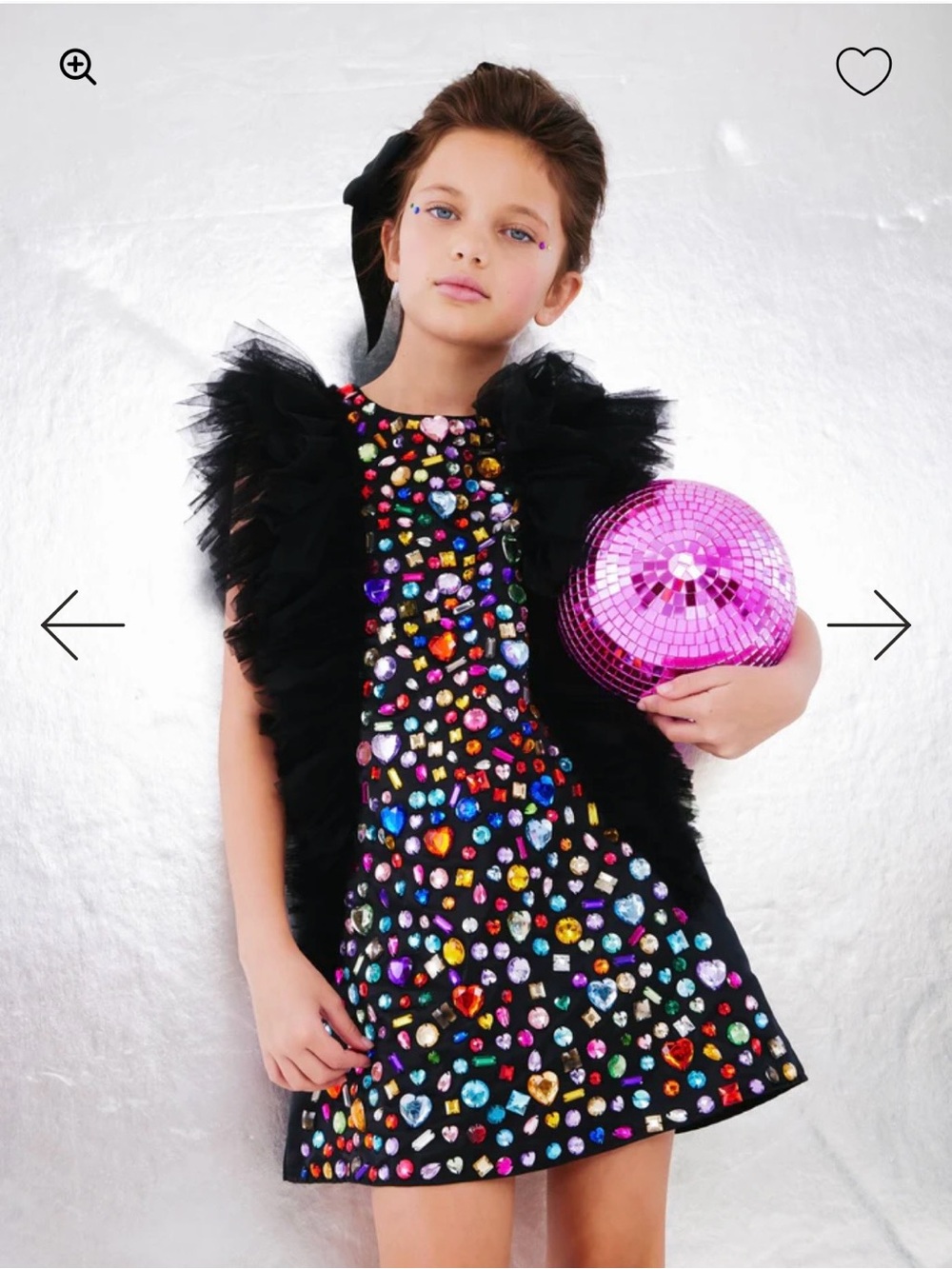 Lola + The Boys Black Dress with Multicolor Gem Embellishments